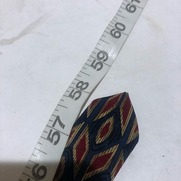 Brooks Brothers Diamond Print Silk Tie Navy Maroon - Picture 6 of 6
